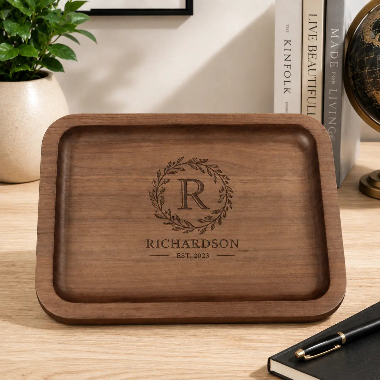Personalized Walnut Valet Tray | Custom Engraved Wooden Accessory Tray  Sams Engraving and Gifts