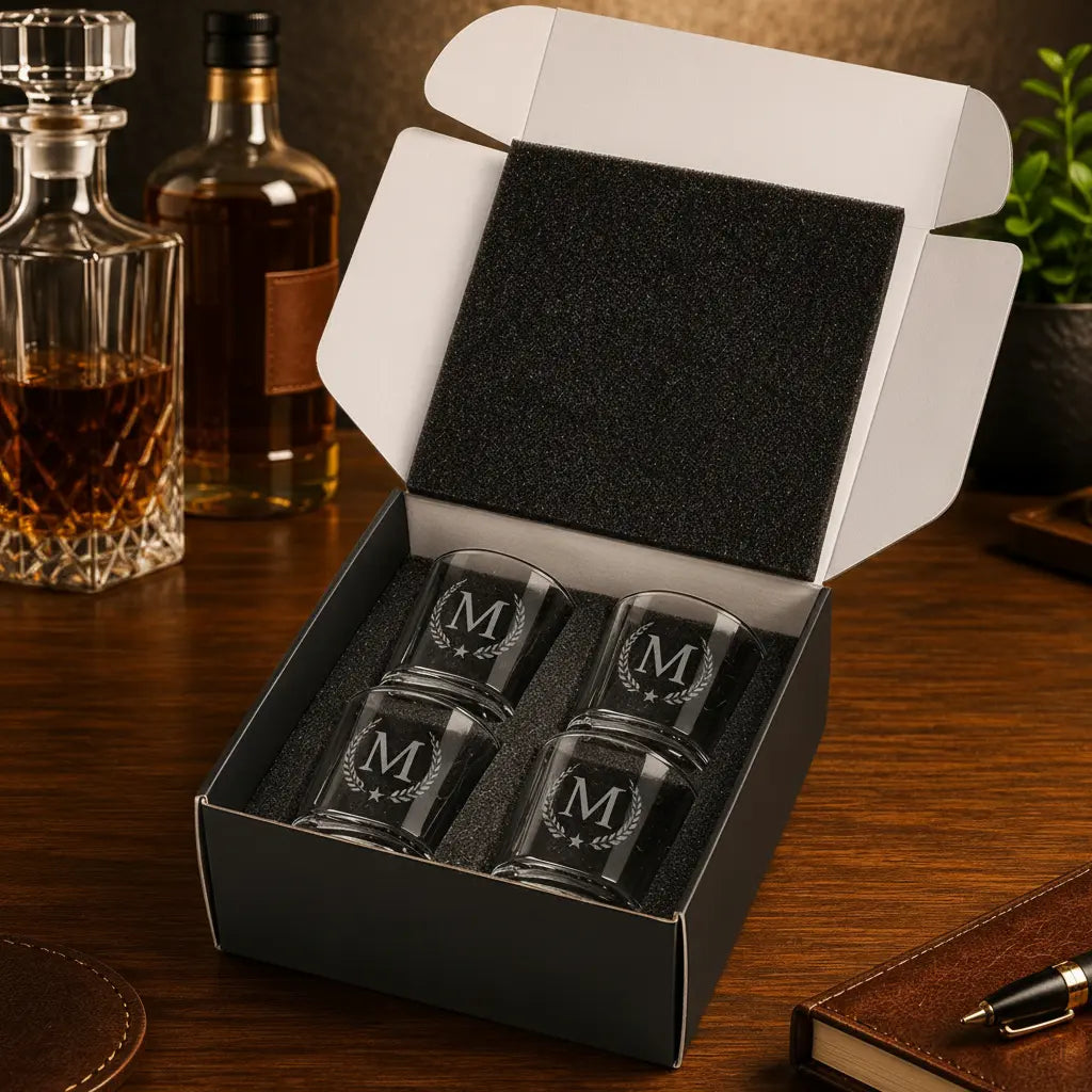 Personalized Square 11oz Rocks Glass Gift Set | Custom Engraved Whiskey Glasses  Sams Engraving and Gifts
