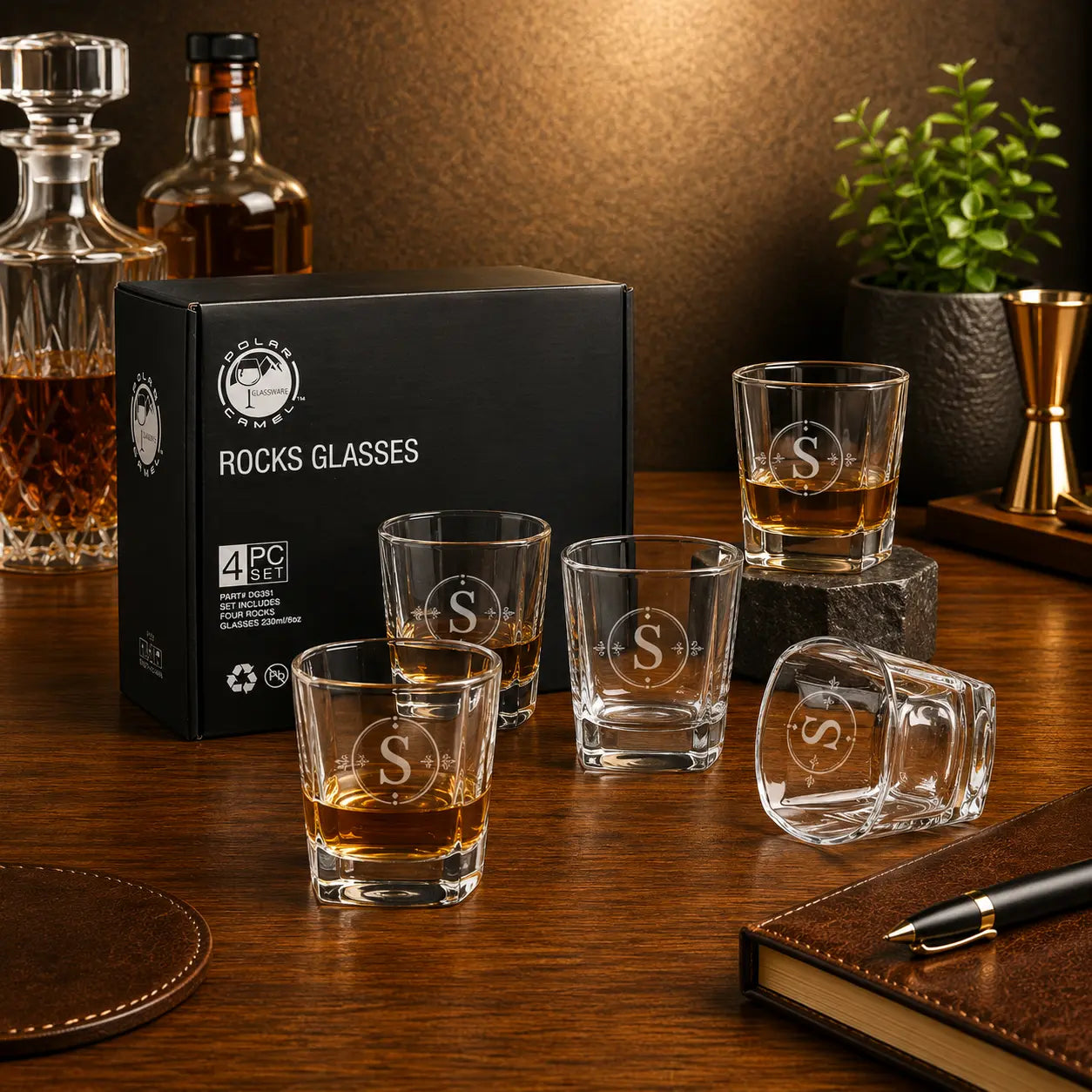 Personalized Rectangle Rocks Glass Gift Set | Custom Engraved Whiskey Glasses  Sams Engraving and Gifts