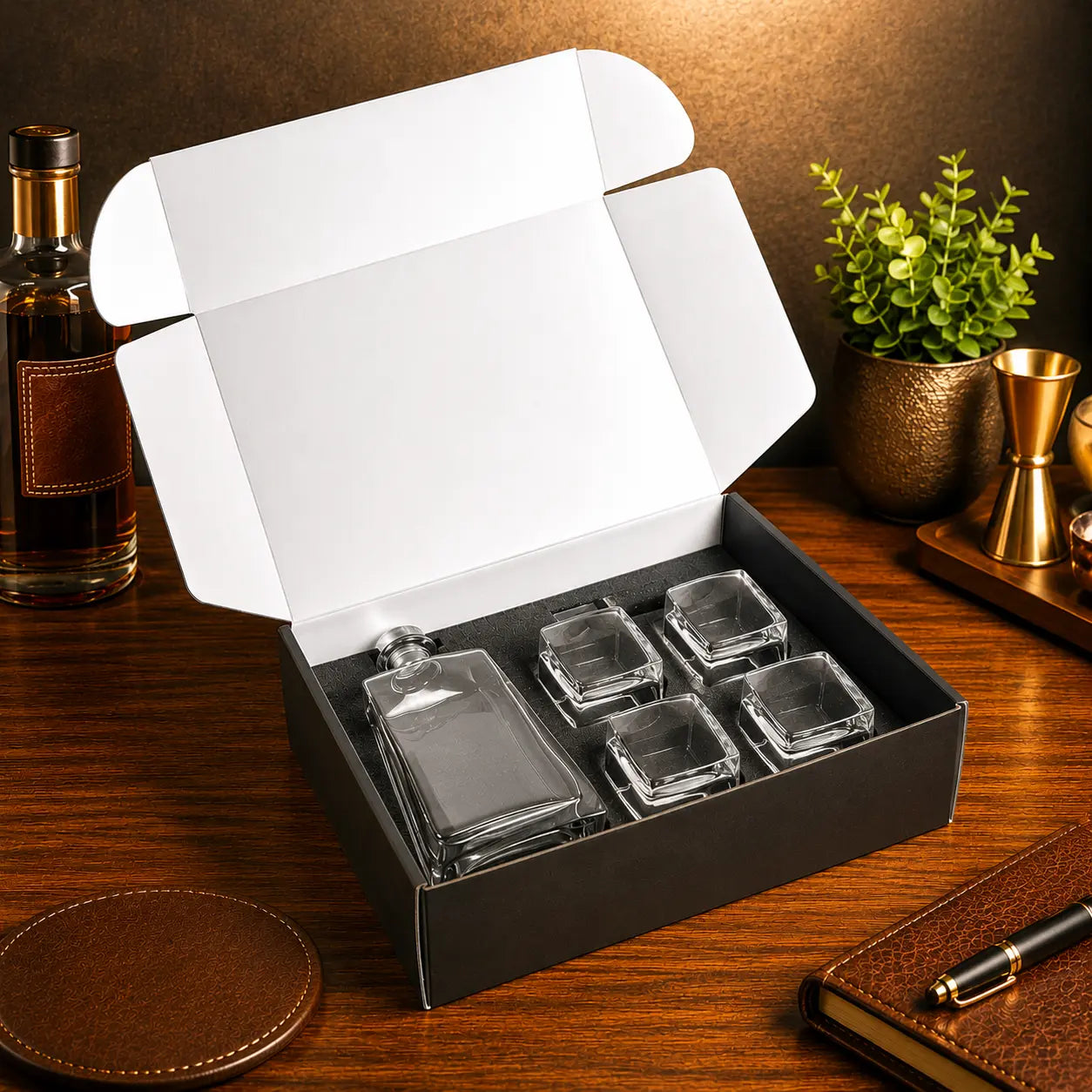 Personalized Tequila Decanter Gift Set with Four Glasses | Custom Engraved Gift Set  Sams Engraving and Gifts