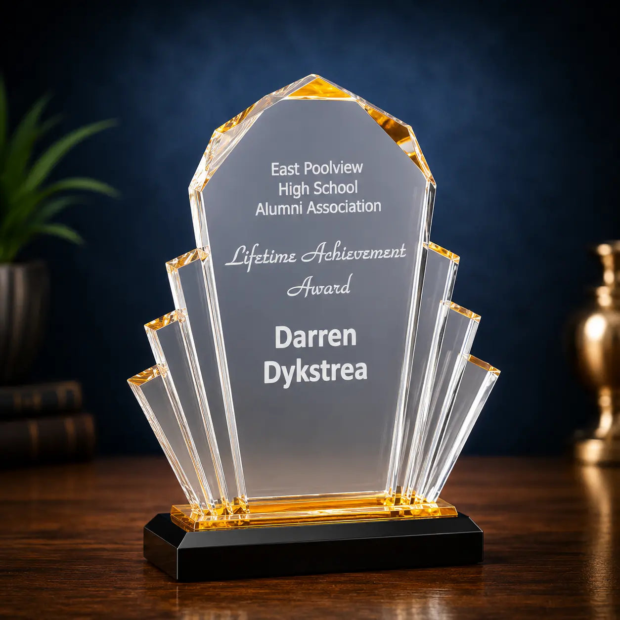 Personalized Faceted Impress Acrylic Award – Custom Engraved Recognition award 6" x 9"  Sams Engraving and Gifts