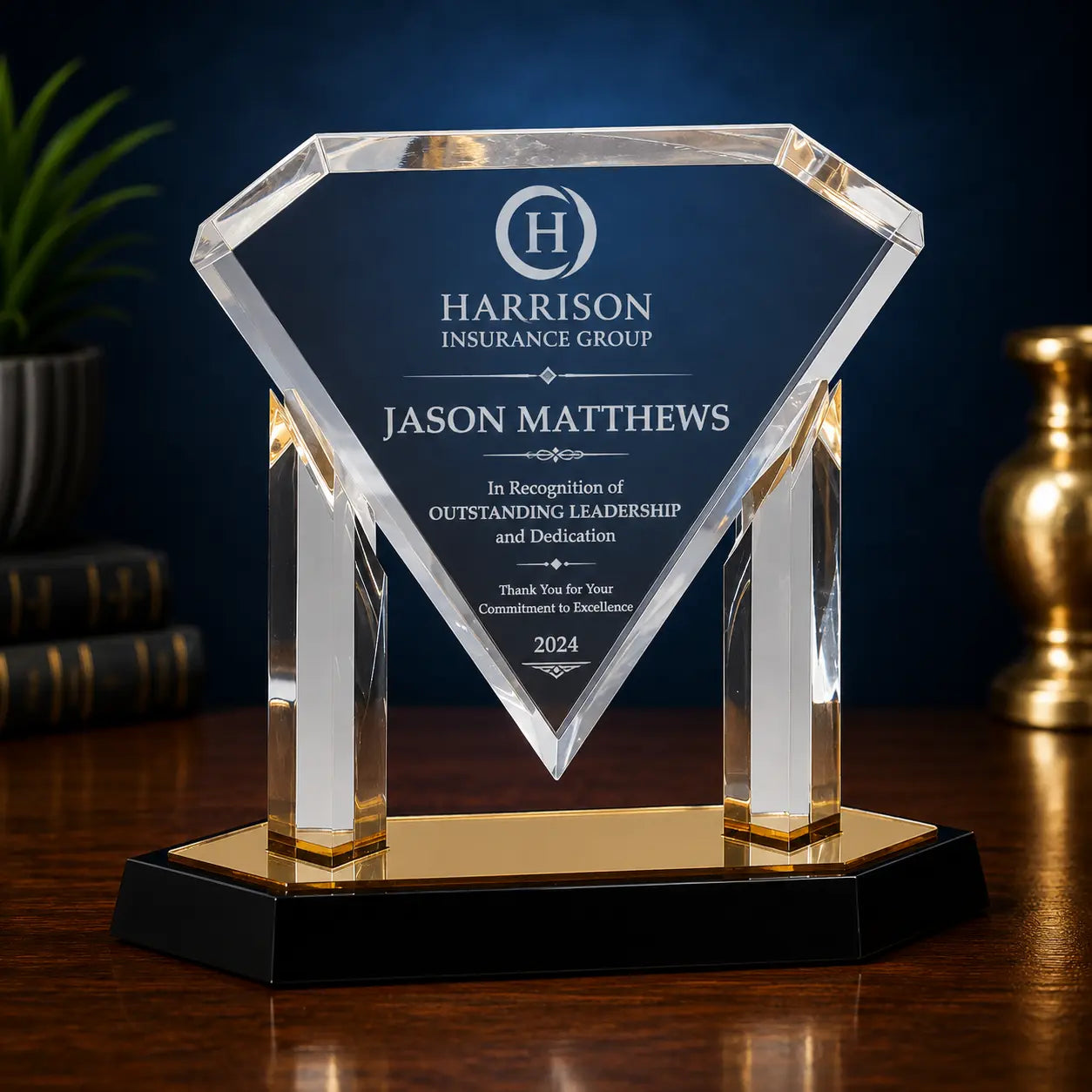 Personalized Floating Diamond Acrylic Award – Custom Engraved Recognition Award  Sams Engraving and Gifts