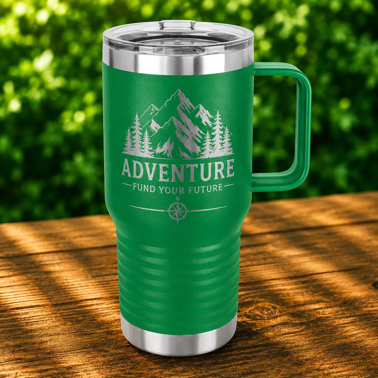 Personalized 20 oz. Insulated Travel Mug with Handle | Custom Laser Engraved Stainless Steel Mug  Sams Engraving and Gifts