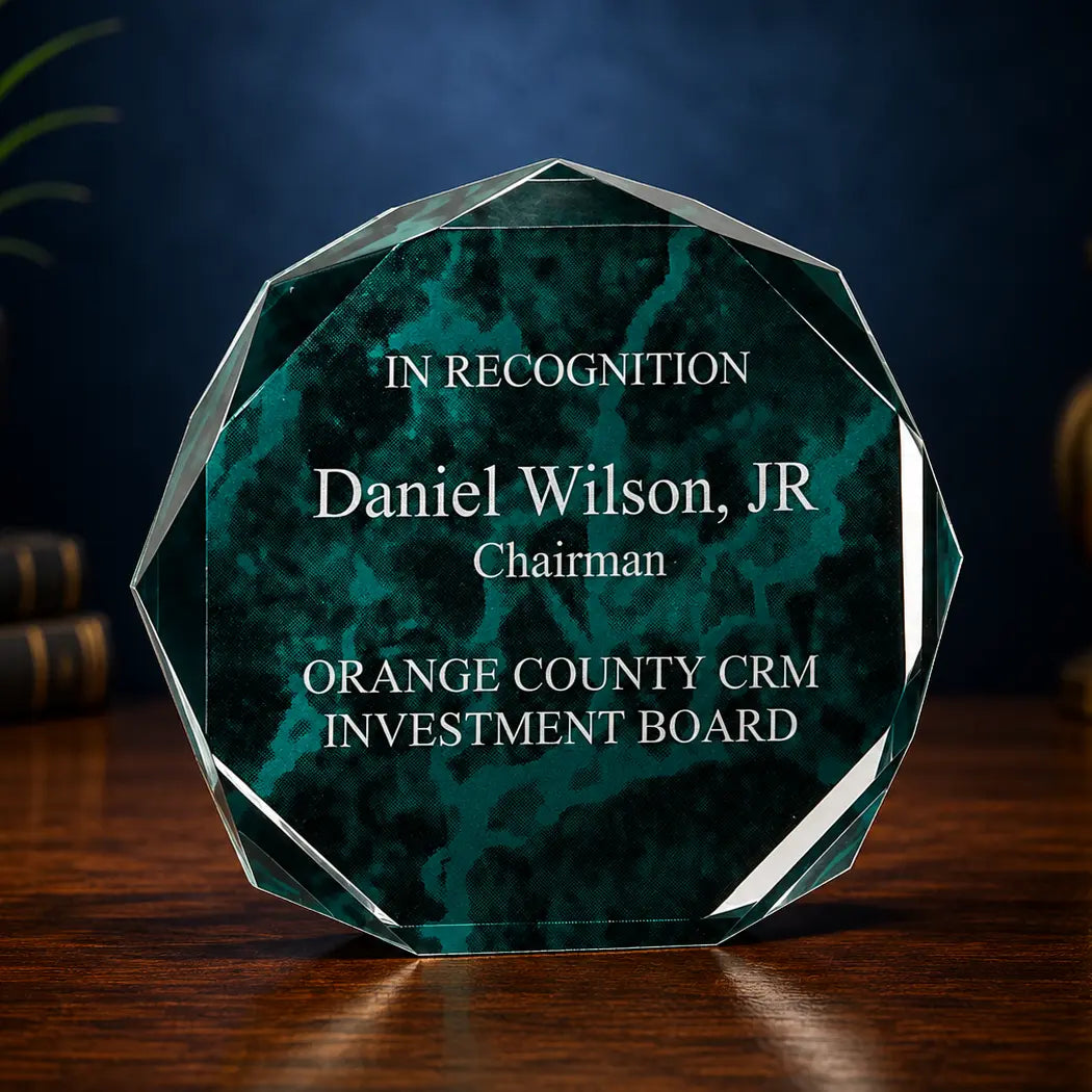 Personalized Marble Octagon Acrylic Award – Custom Engraved Standing Award  Sams Engraving and Gifts