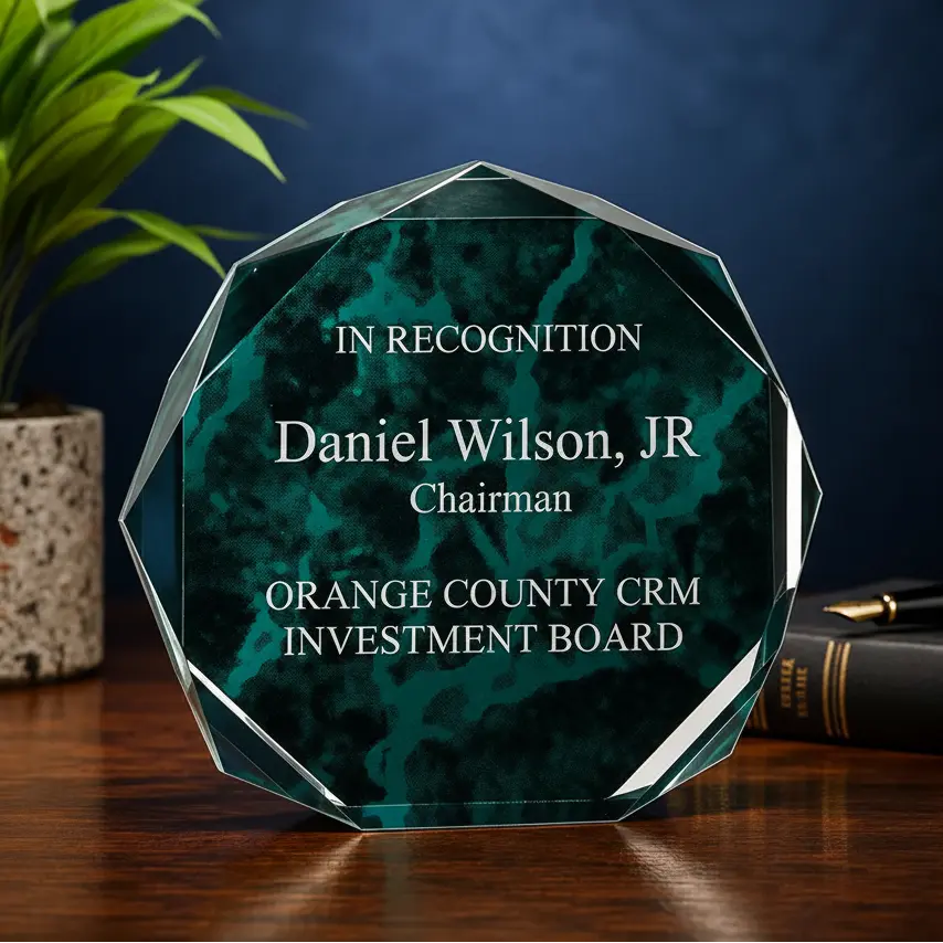 Personalized Marble Octagon Acrylic Award – Custom Engraved Standing Award  Sams Engraving and Gifts