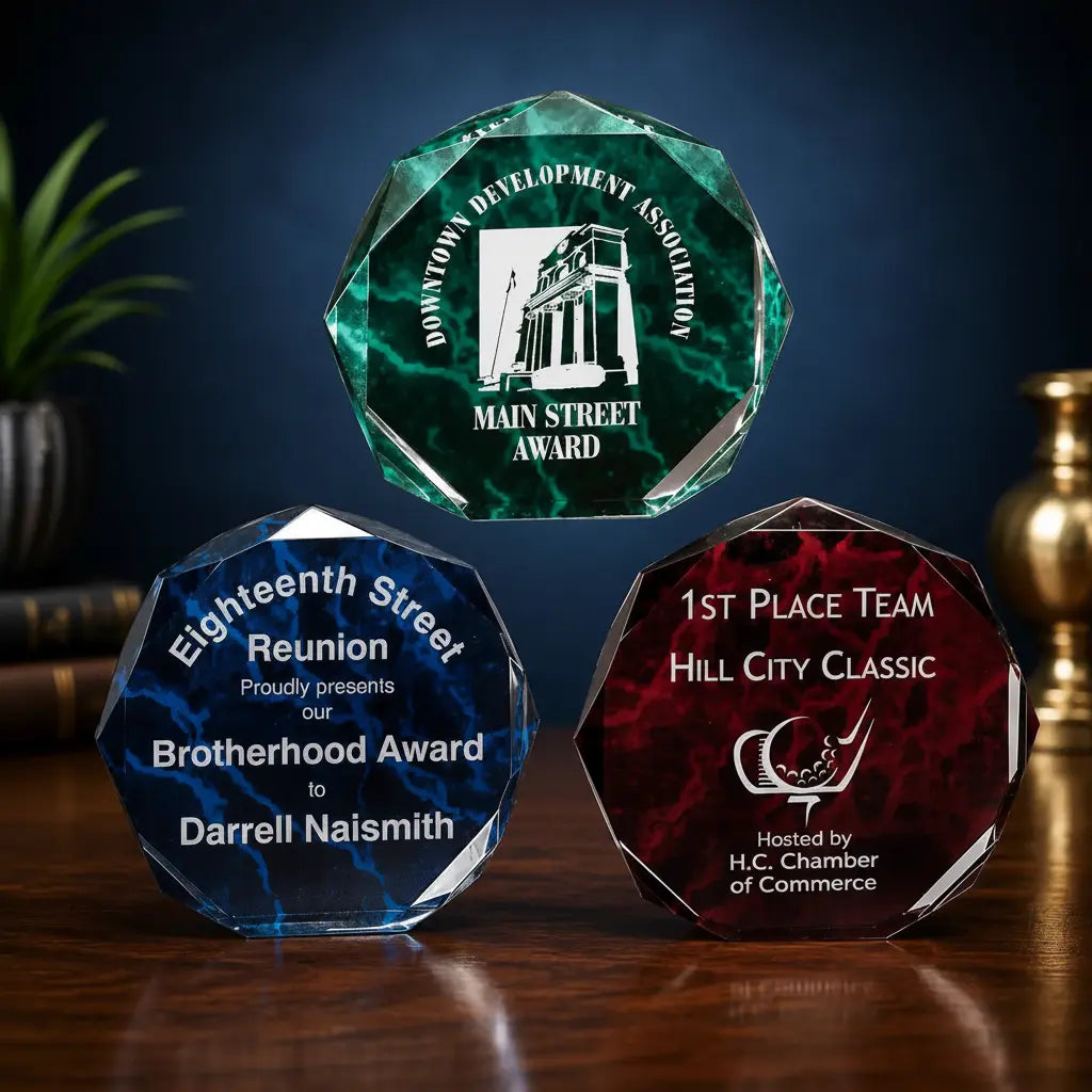 Personalized Marble Octagon Acrylic Award – Custom Engraved Standing Award  Sams Engraving and Gifts