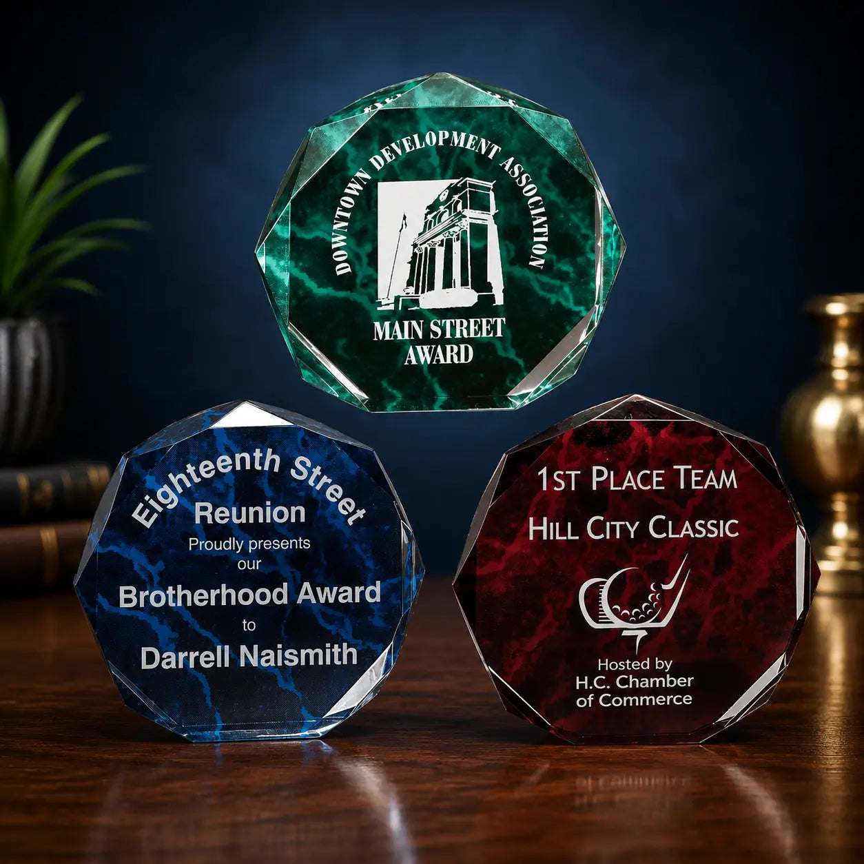 Personalized Marble Octagon Acrylic Award – Custom Engraved Standing Award  Sams Engraving and Gifts