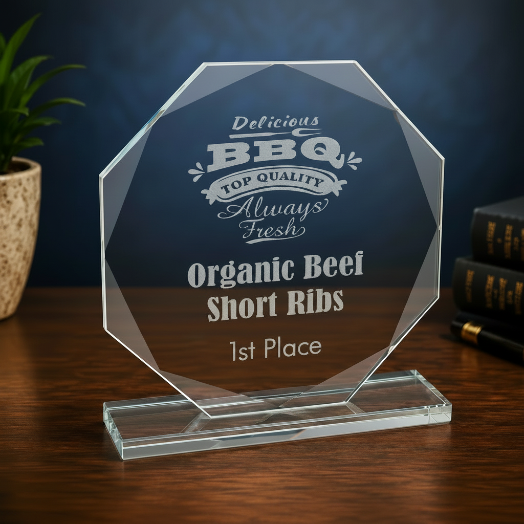 Personalized Octagon Clear Glass Award | Custom Laser Engraved Recognition Award  Sams Engraving and Gifts
