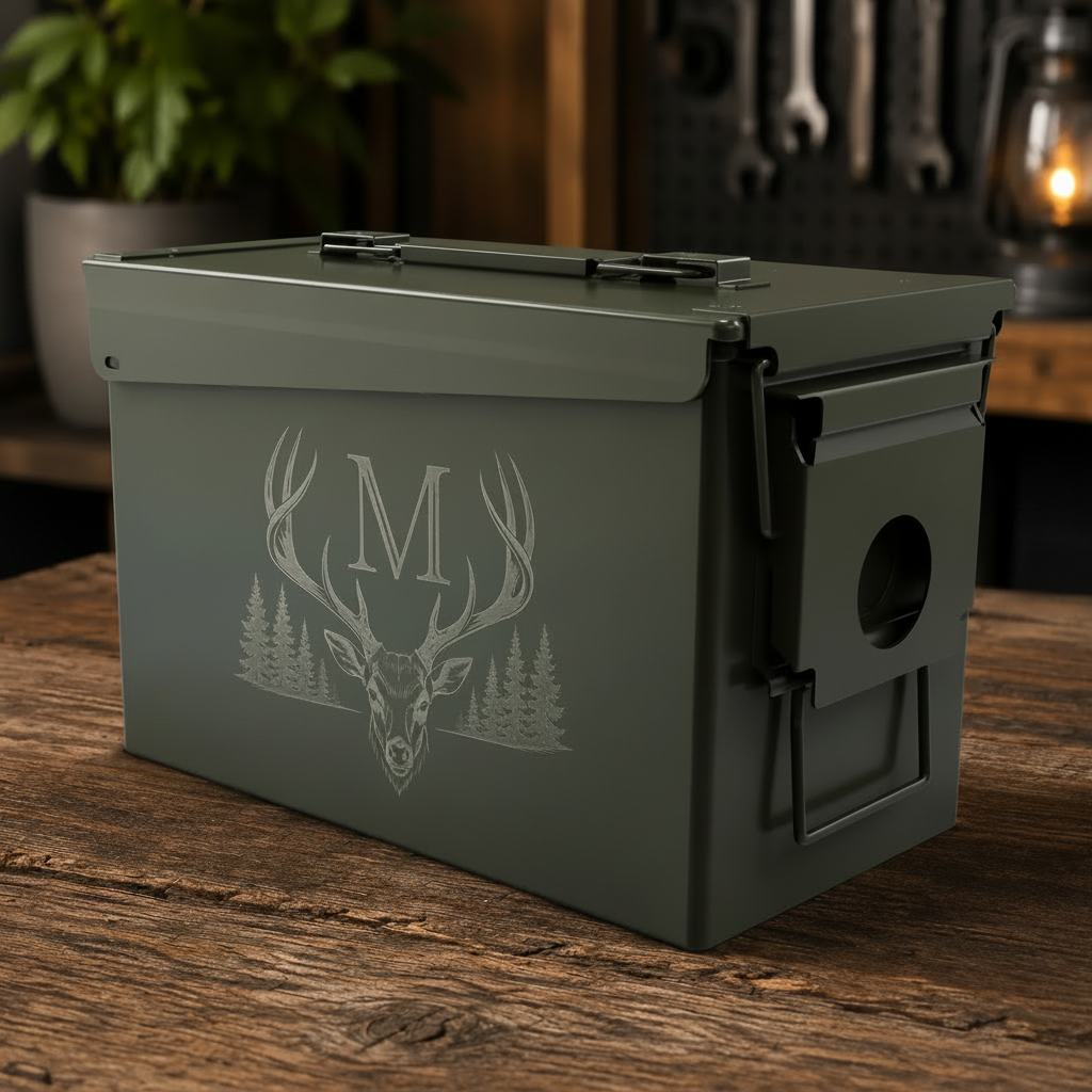 Personalized 50 Cal Metal Ammo Can | Custom Engraved Steel Storage Box  Sams Engraving and Gifts