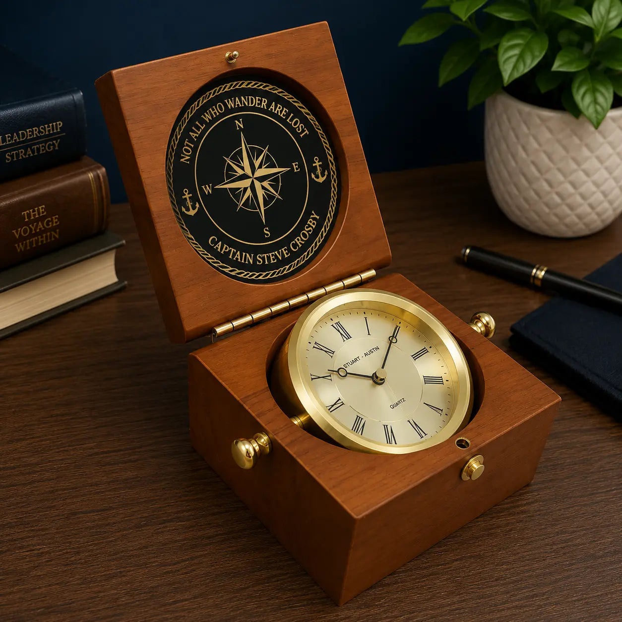 Personalized Mahogany Captain's Clock | Custom Engraved Executive & Nautical Gift  Sams Engraving and Gifts