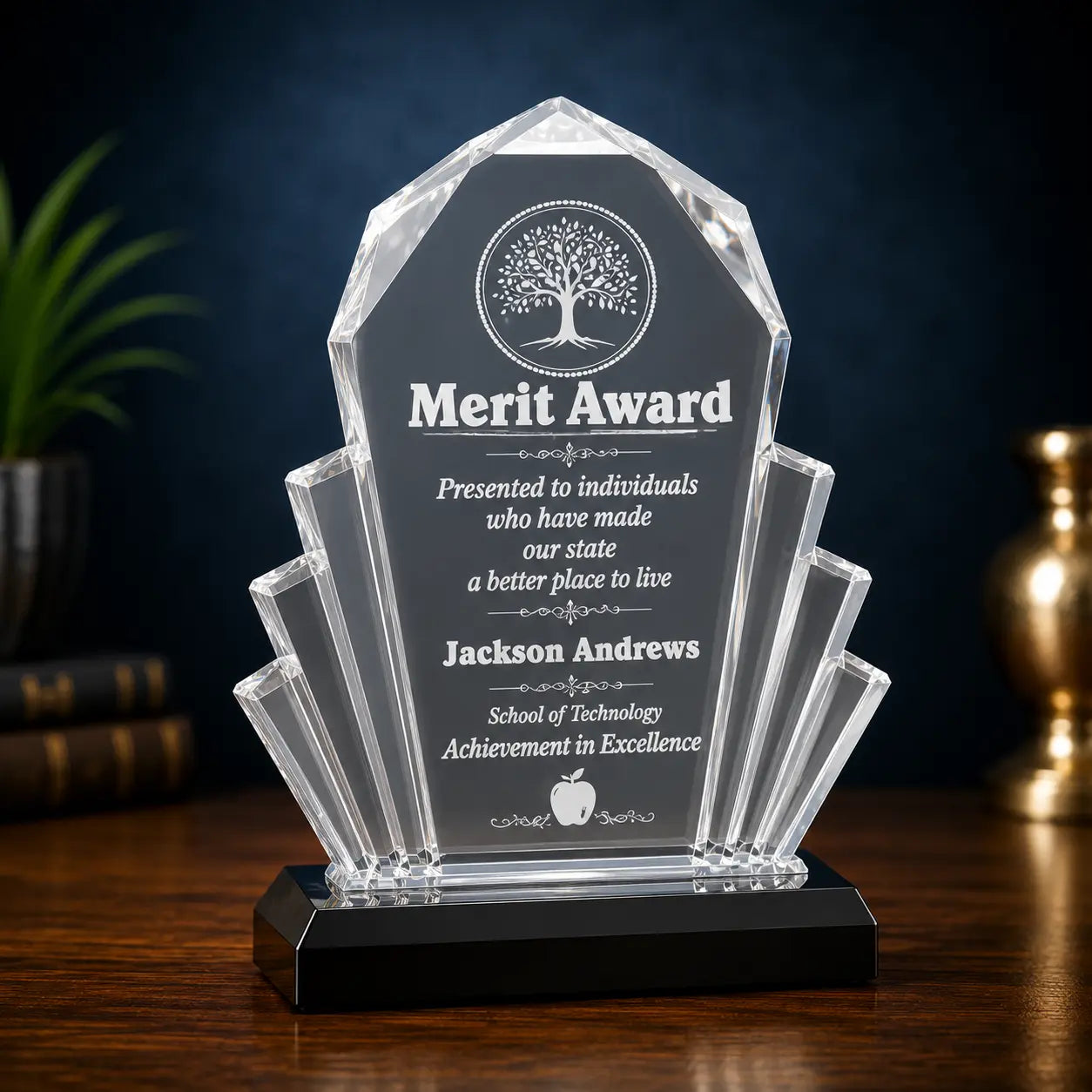 Personalized Faceted Impress Acrylic Award – Custom Engraved Recognition award 6" x 9"  Sams Engraving and Gifts