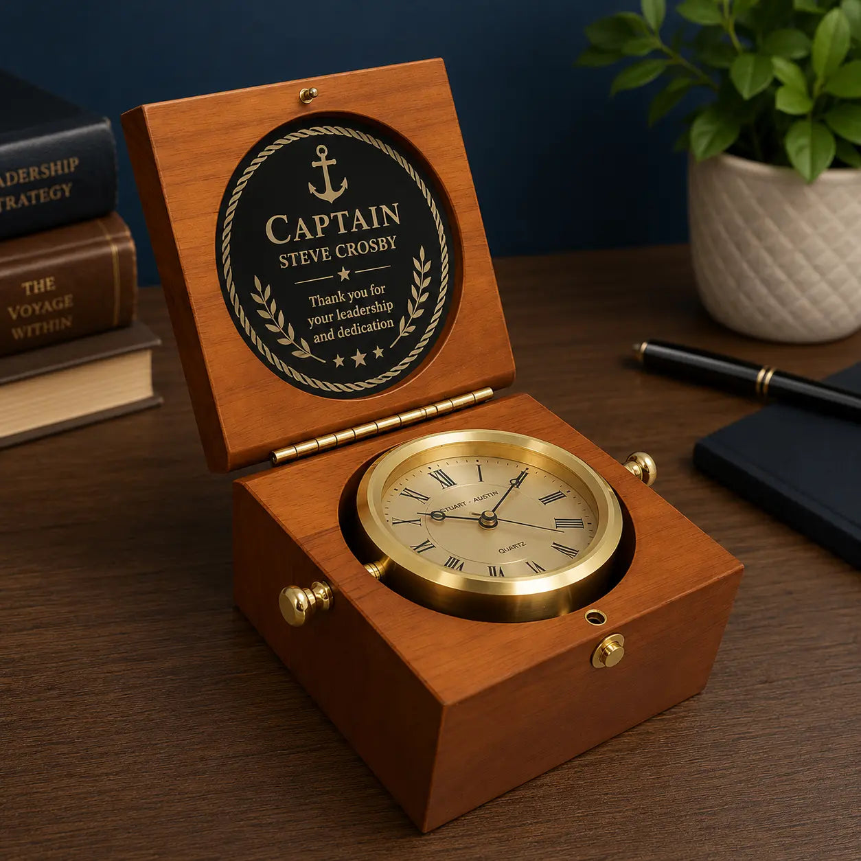 Personalized Mahogany Captain's Clock | Custom Engraved Executive & Nautical Gift  Sams Engraving and Gifts