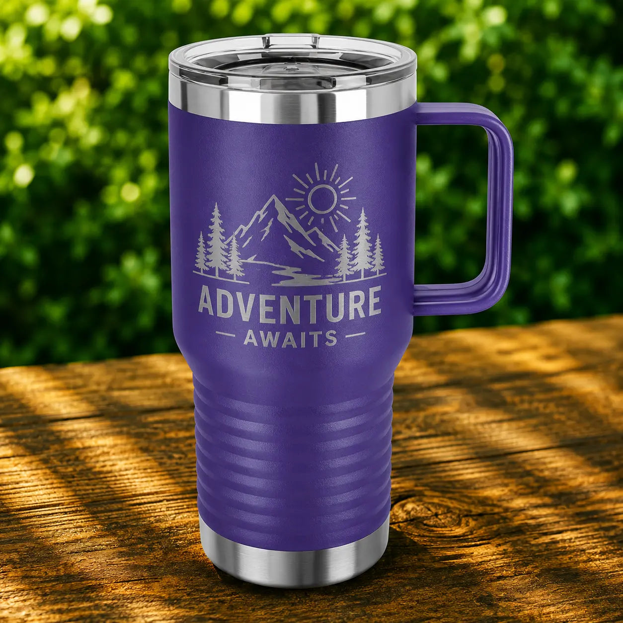 Personalized 20 oz. Insulated Travel Mug with Handle | Custom Laser Engraved Stainless Steel Mug  Sams Engraving and Gifts