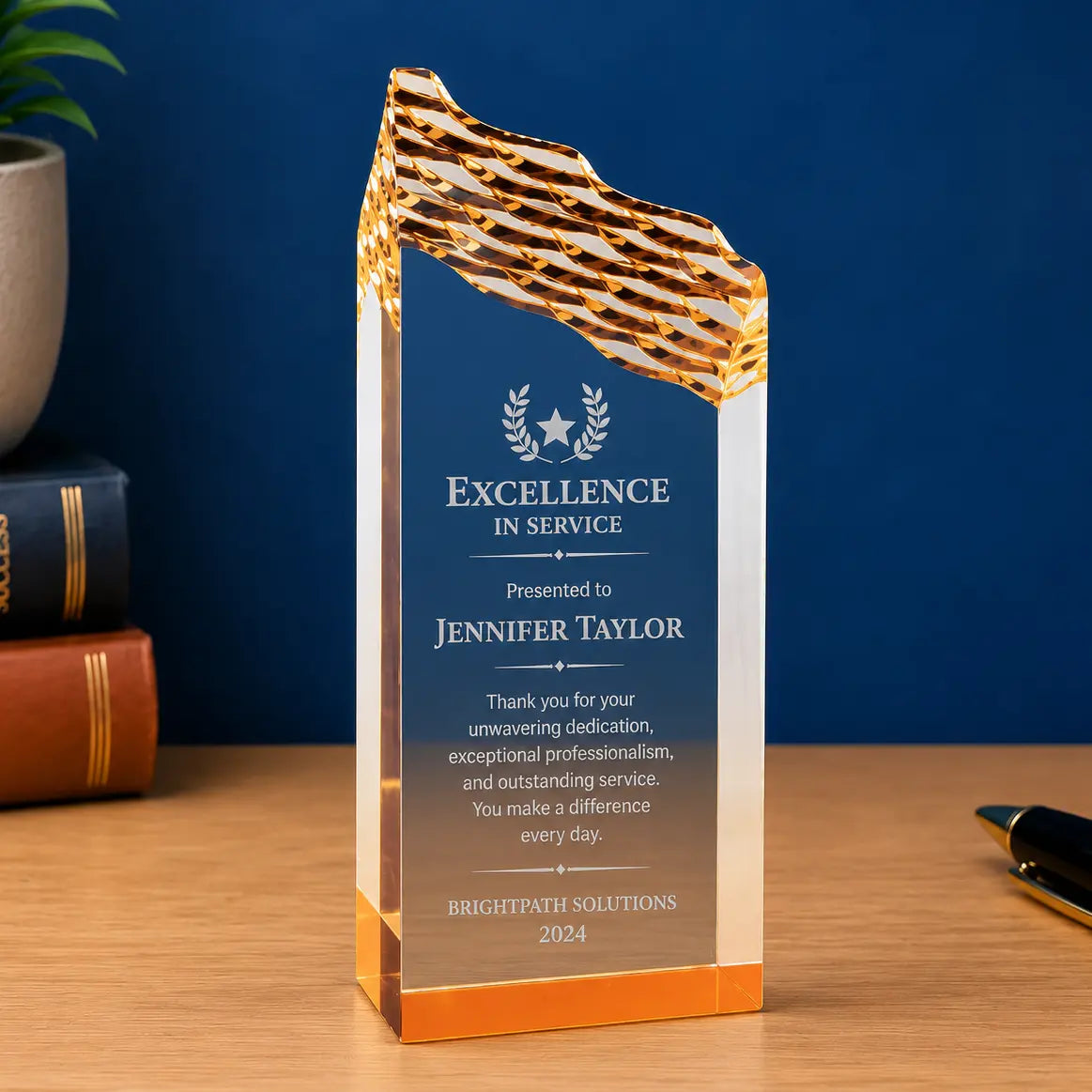 Personalized Riptide Acrylic Award | Custom Engraved Recognition Award  Sams Engraving and Gifts