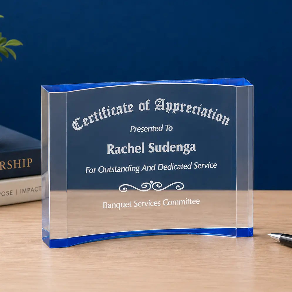 Personalized Thick Crescent Acrylic Award | Custom Engraved Recognition Award  Sams Engraving and Gifts